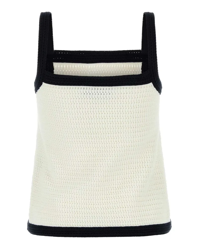 Gucci Women's White Stretch Crochet Tank Top Whitenavy Maglie White