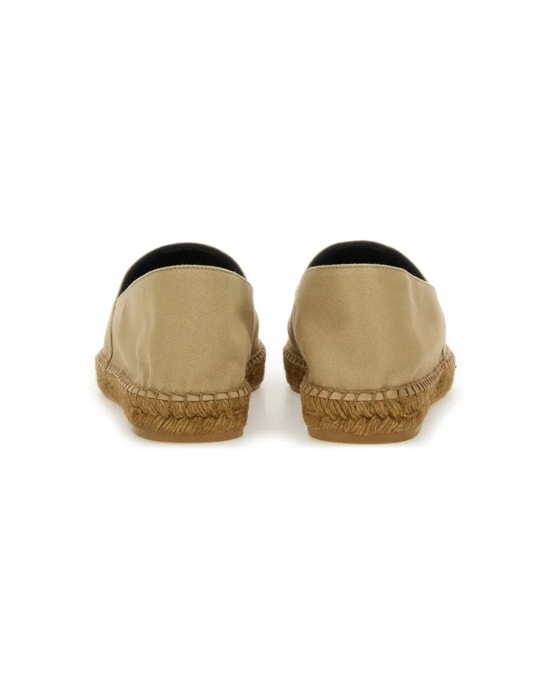 Saint Laurent Cotton Gabardine Espadrille Flat — Beige 