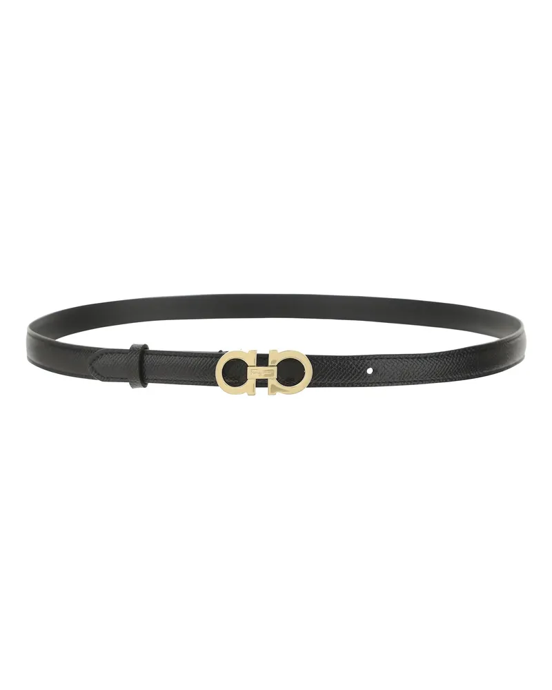 Ferragamo Women's Leather Belt Grey Bicoloured Black Calf Bos Taurus E Braces Gray