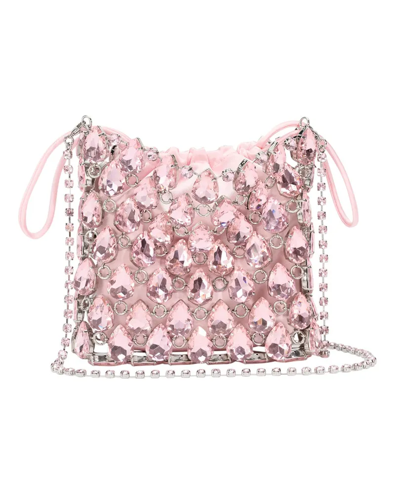 Self-Portrait Women's Handbag Crystal Chainmail Mini Pink Tech Fabric Handbags Hand Bags Pink