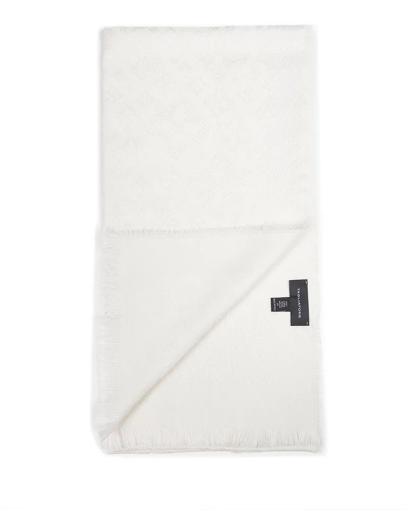 Tagliatore Men's Scarf Virgin Wool White Scarfs White