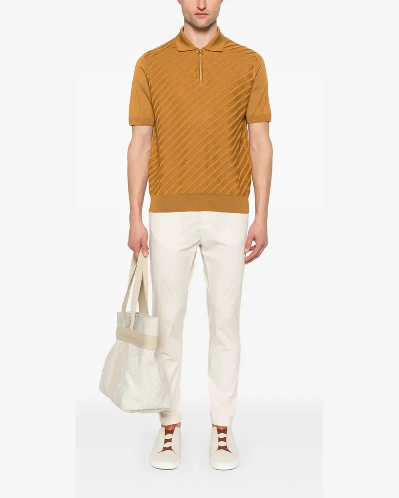 Stefano Ricci Women's Striped Polo Shirt Ss25 M Ochre