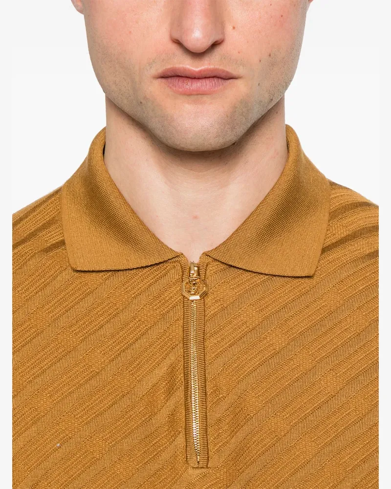 Stefano Ricci Women's Striped Polo Shirt Ss25 M Ochre
