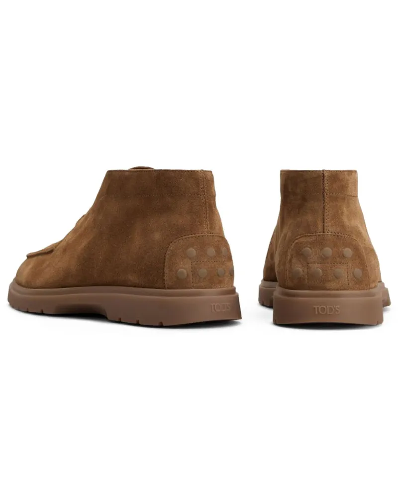 TOD'S Lace-Up Calf Leather Moccasin — Brown Brown