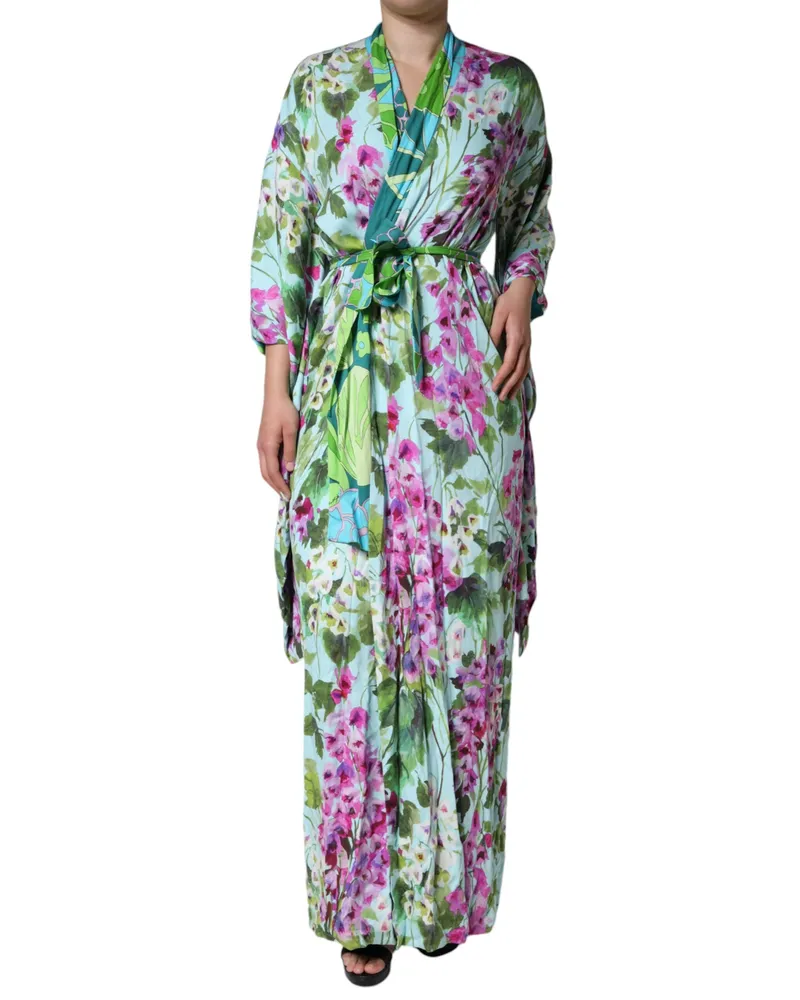 Dolce & Gabbana Women's Multicolor Floral Silk Stretch Wrap Dress Elastane Multicolor
