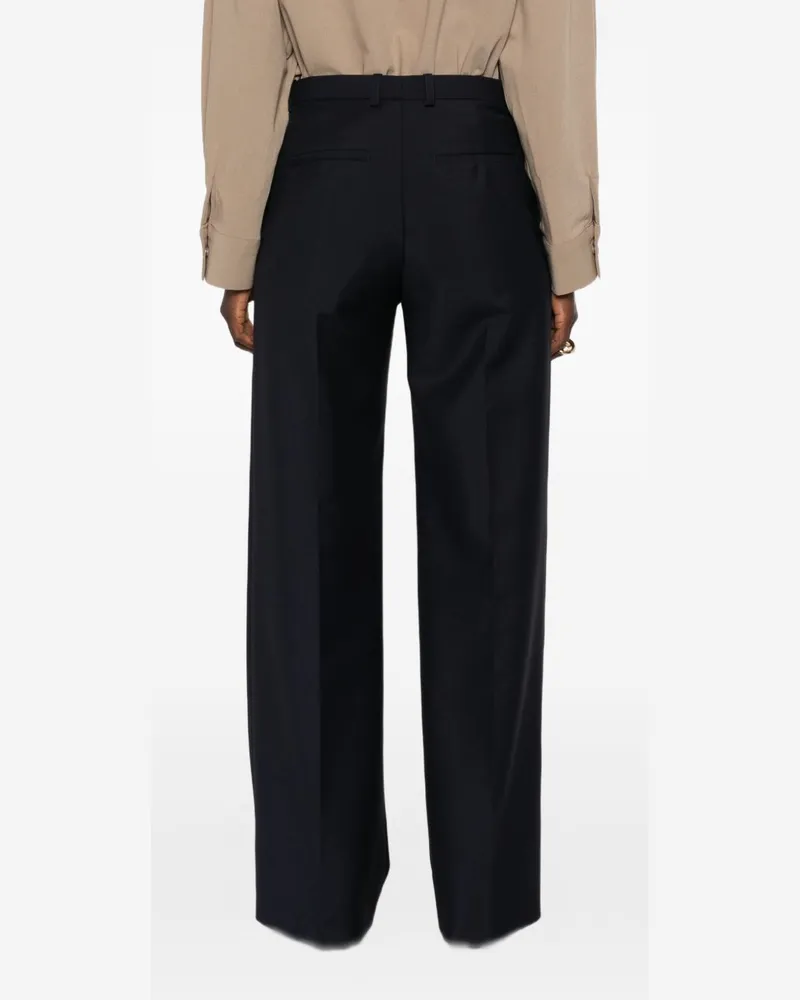 Jil Sander Wide-Leg Pressed Crease Trousers — Black Black