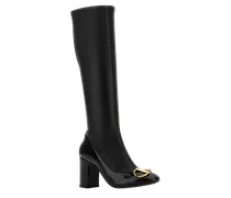 Women's Black Leather Boots Nero Stivali