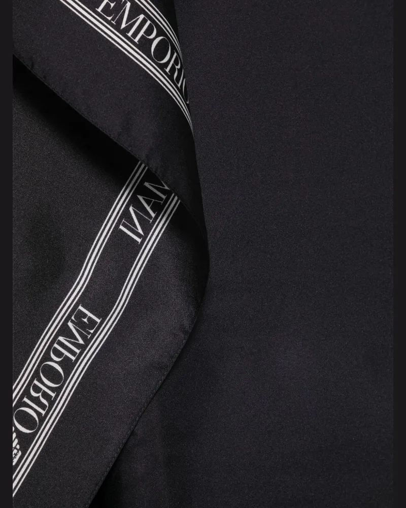 Emporio Armani Logo-Print Silk Scarf — Black Black