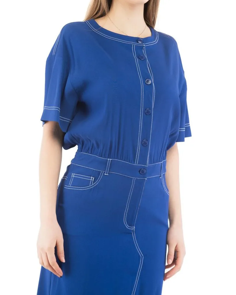 Moschino Women's Multicolor Marabou Casual Dress Blue