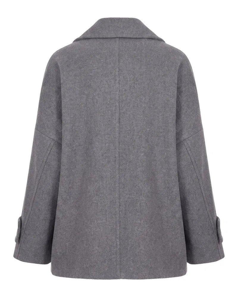 Liu Jo Wool-Blend Oversized Cocoon Coat — Gray Gray