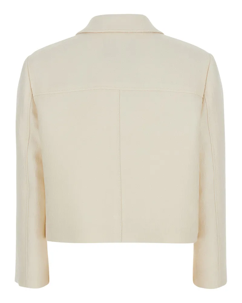 Gucci Women's White Jacket With Notched Revers Wool Blazers White