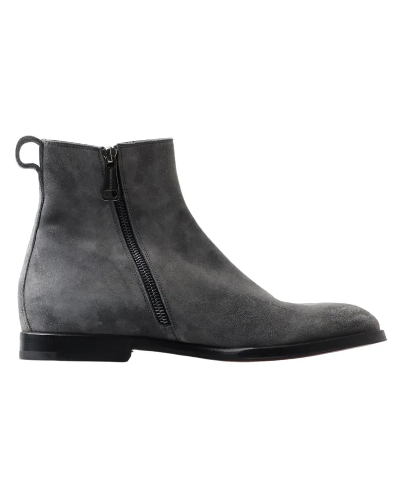 Dolce & Gabbana Gray Leather Men Ankle Boots Shoes Gray