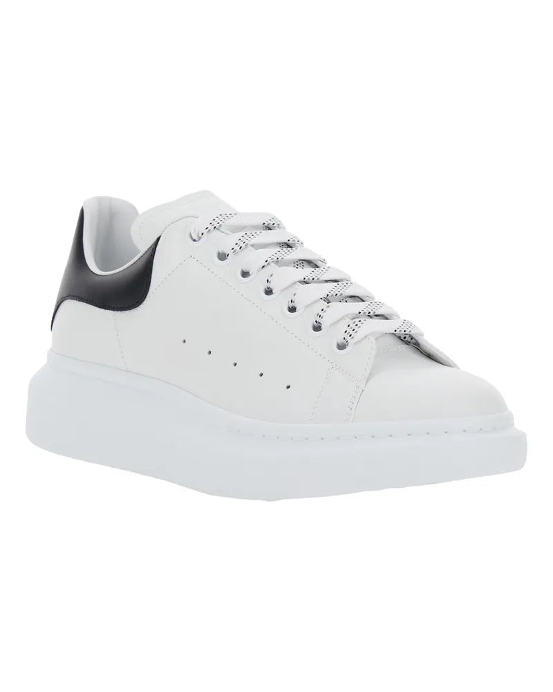Alexander McQueen Men's Low Top Sneakers White-Black Leather Calf Trainers White