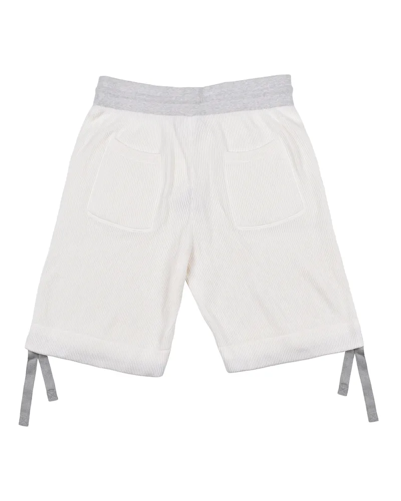 Brunello Cucinelli Ribbed Cotton Shorts — Cream Cream