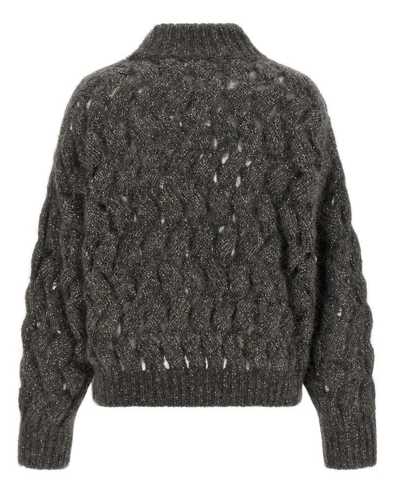 Brunello Cucinelli Dazzling Waves Sweater — charcoal Charcoal