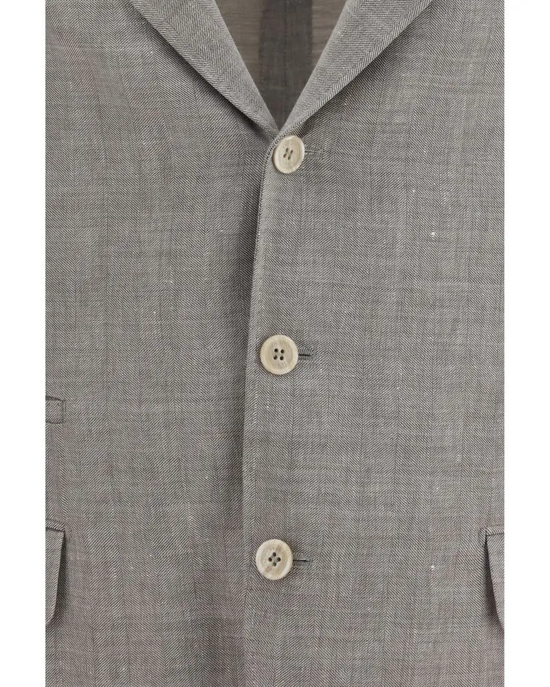 Brunello Cucinelli Men's Beige Linen Full-Length Jacket Clothing Beige