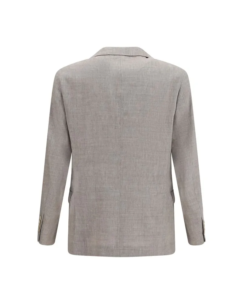 Brunello Cucinelli Men's Beige Linen Full-Length Jacket Clothing Beige