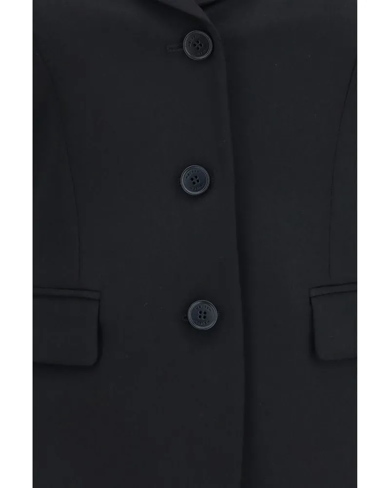 Alexander McQueen Off-Shoulder Wool Blazer — Black Black