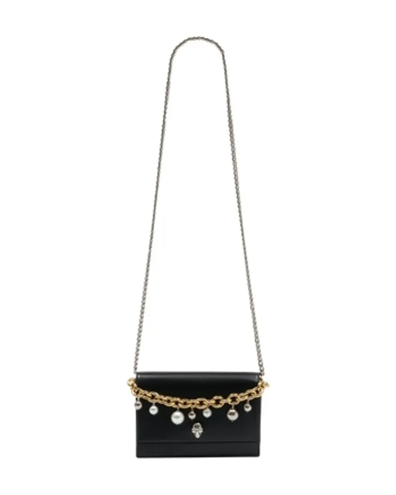 Alexander McQueen Women's Small Skull Crossbody -  Leather Black Calfskin Bags Crossbodies Black