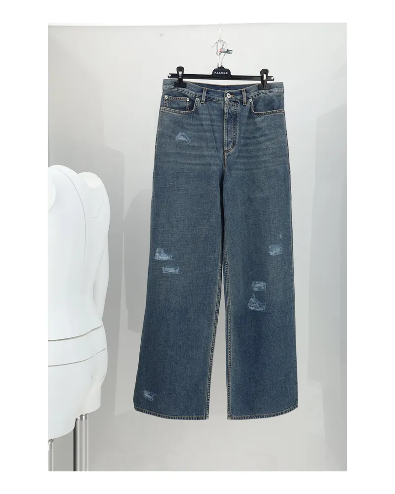 Dior Men's Jeans Destroyed Denim Blue Cotton Blue
