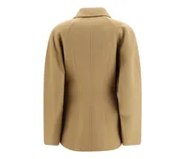 Sculptural Oversized-Sleeve Jacket — Camel