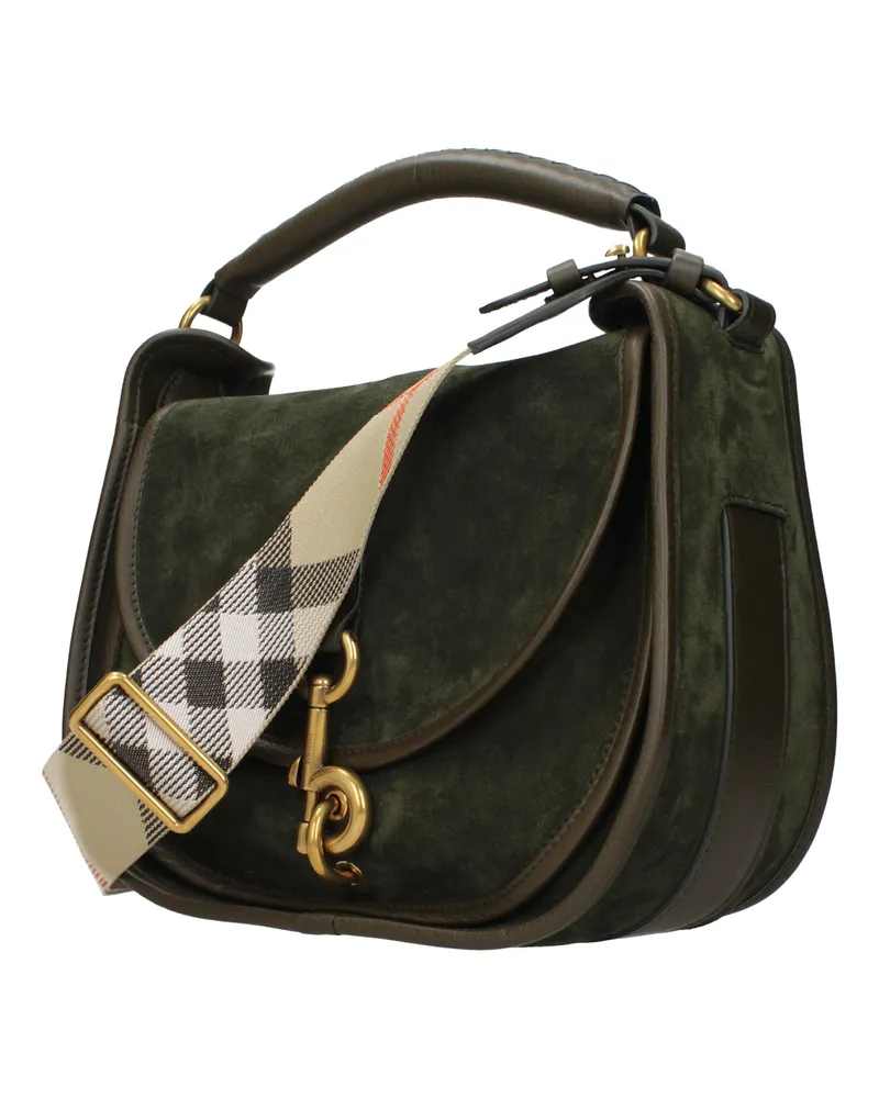 Burberry Men's Suede Top Handle Shoulder Bag Green Leather Green