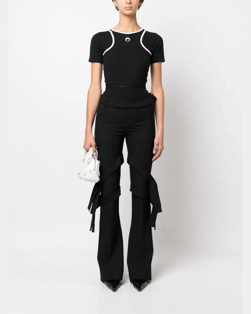 AMBUSH Strap-Detail Virgin Wool Trousers — Black Black