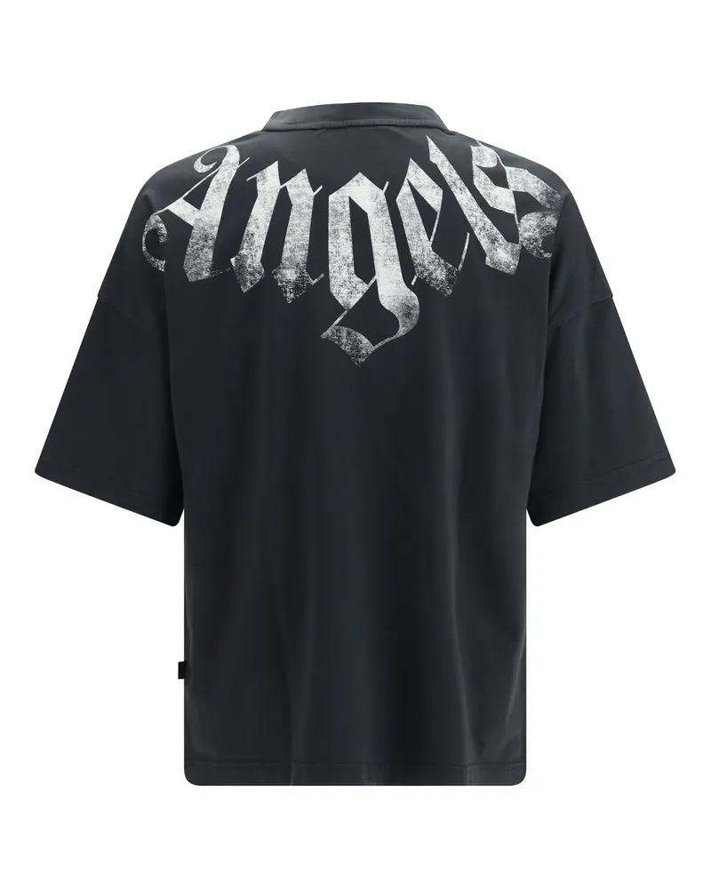 Palm Angels Big Neck Logo Print T-Shirt — Black Black