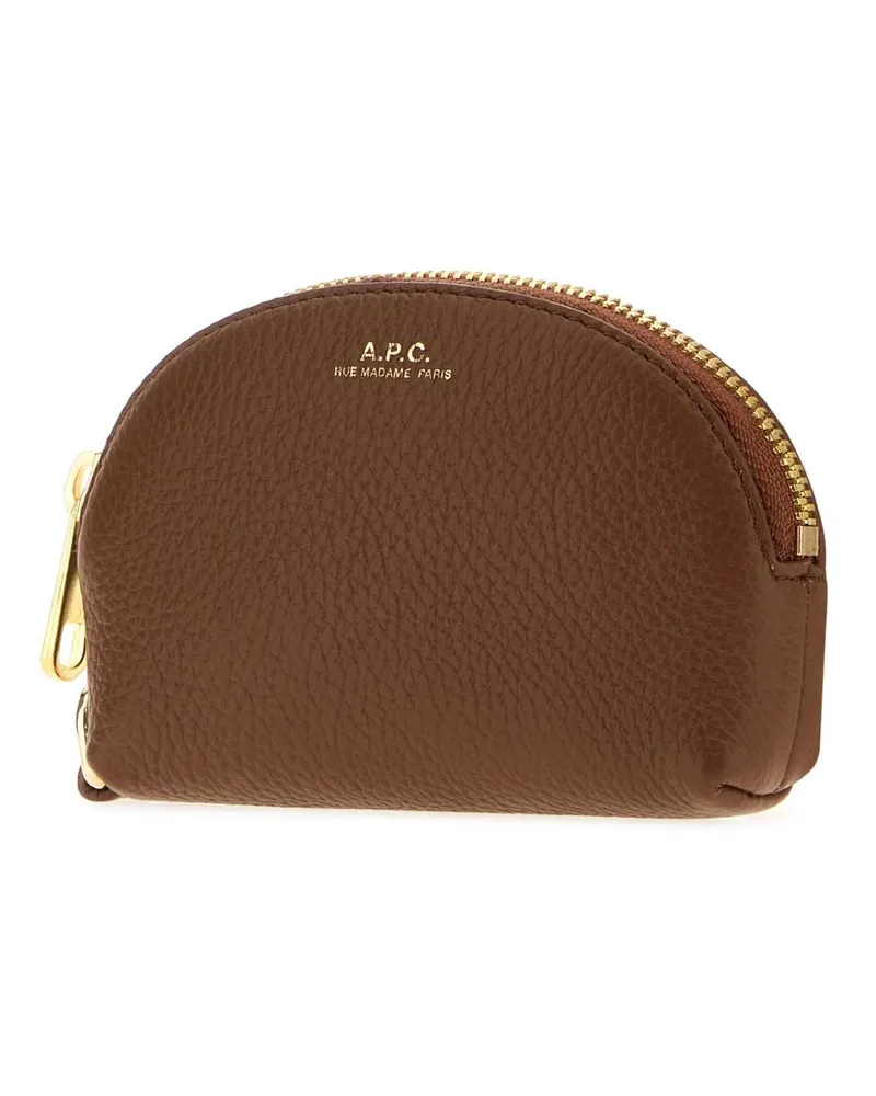 A.P.C. Women's Brown Leather Monnaie Card Holder Noisette Portafogli Wallet Brown