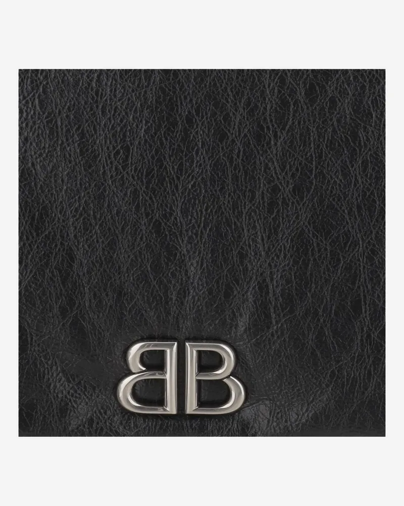 Balenciaga Men's Logo Shoulder Bag Black Leather Handbags Hand Black