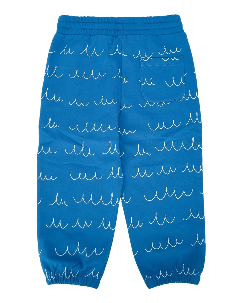 Stella McCartney Kids Boys' Joggers Azzurrobianco Cotton Pantaloni Trousers Blue