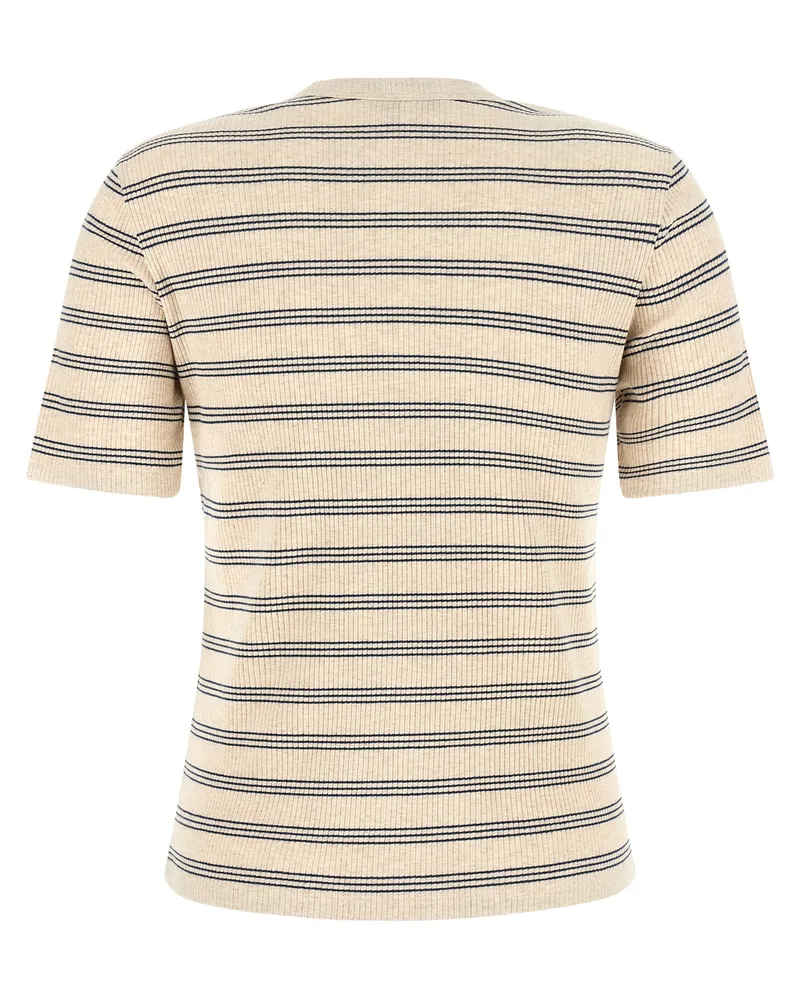 Kitsuné Striped Organic Cotton T-Shirt — Beige Beige