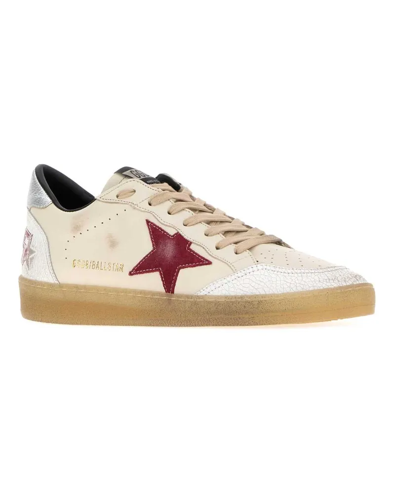 Golden Goose Men's Cream Leather Ball Star Sneakers Butbeiwhiredsil Multicolor