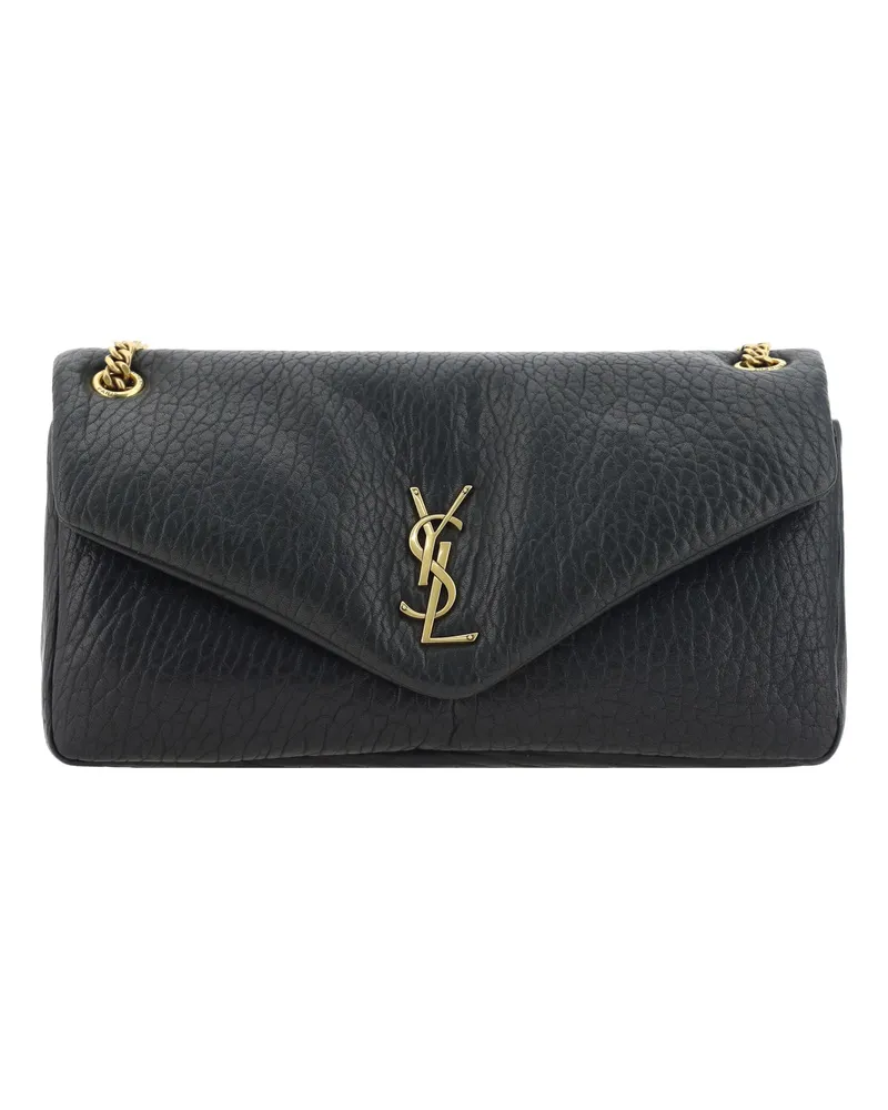Saint Laurent Women's Calypso Lambskin Shoulder Bag Black Lamb Ovis Aries Black