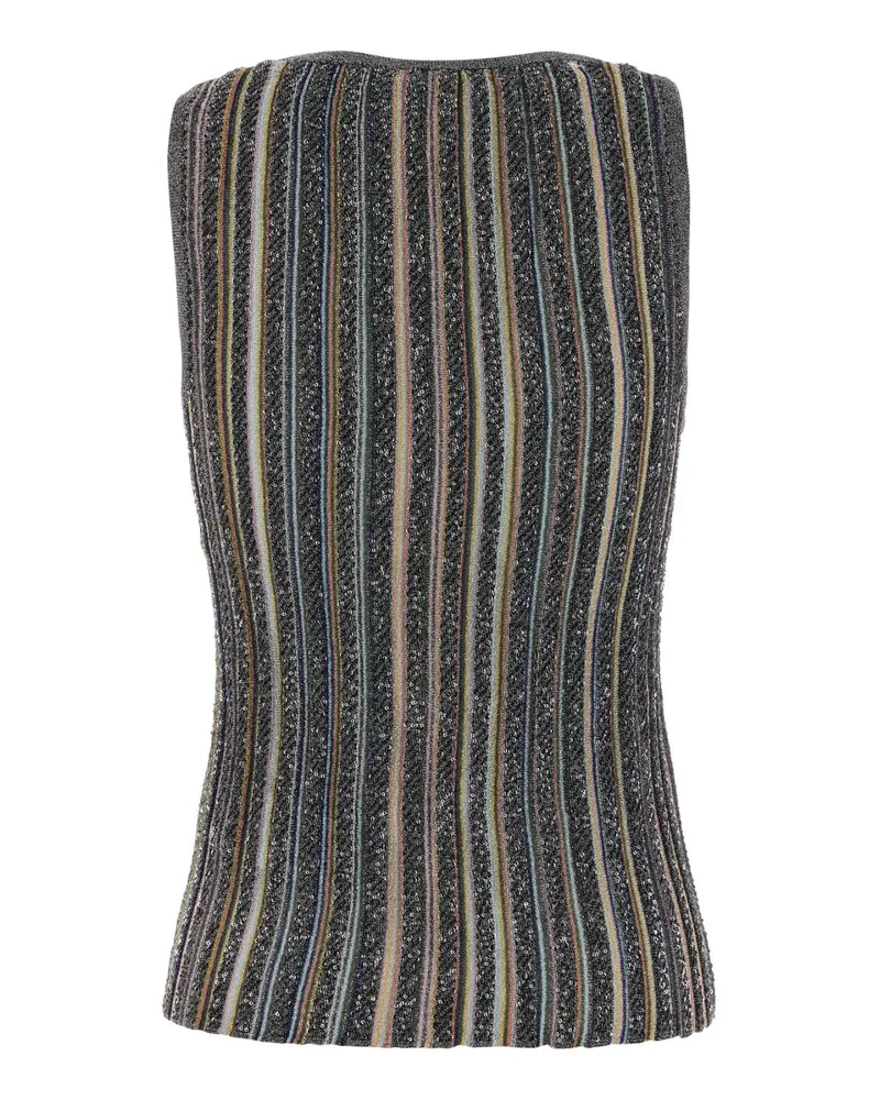 Missoni Striped Metallic Viscose Blend Tank Top — Black Black