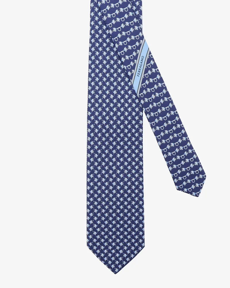 Ferragamo Men's Silk Tie Cyrus Blue Ties & Bow Blue