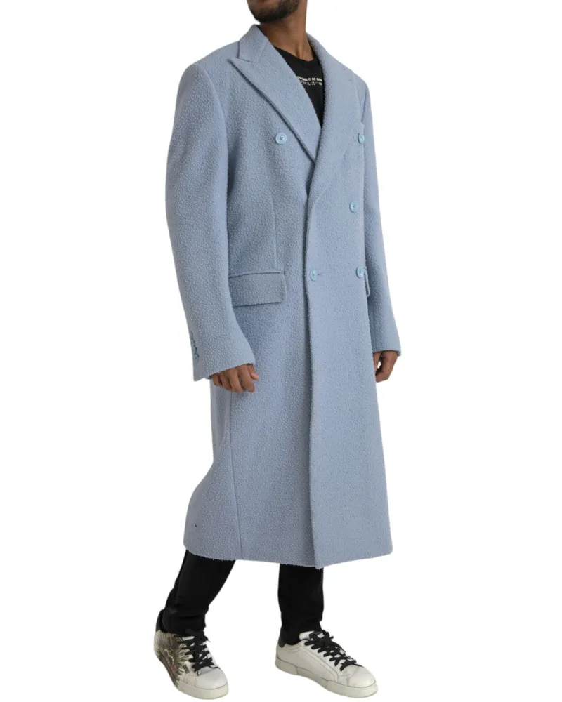 Dolce & Gabbana Men's Blue Cashmere Trench Coat Clothing Blue