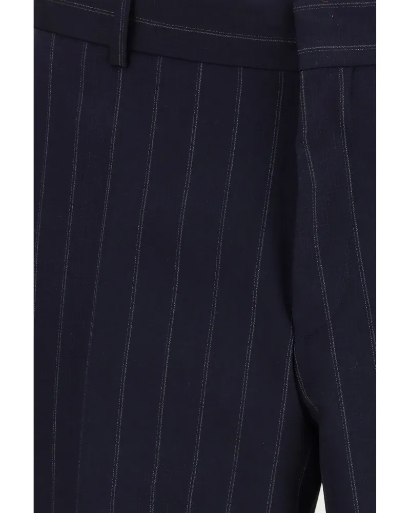 HUGO BOSS Men's Suit Striped Virgin Wool Dark Blue Merino Suits Navy