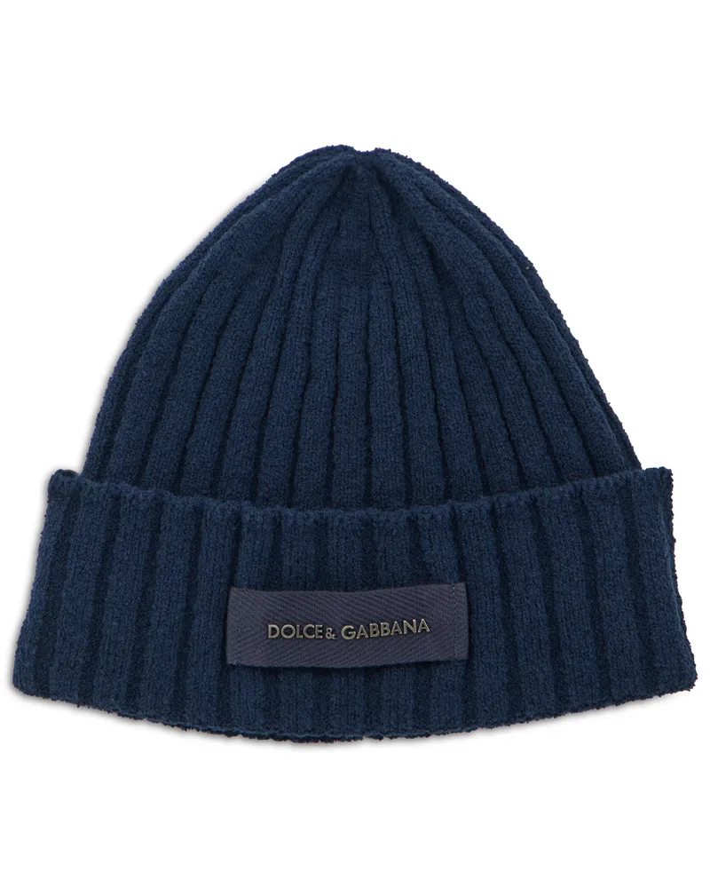 Dolce & Gabbana Men's Knit Cap Dark Blue Cotton Hat Navy