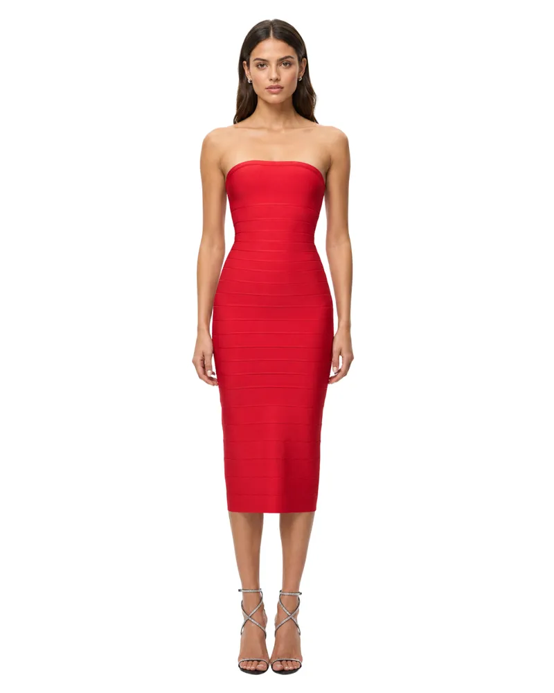 Hervé Léger Women's Midi Dress Cassidy Red Red