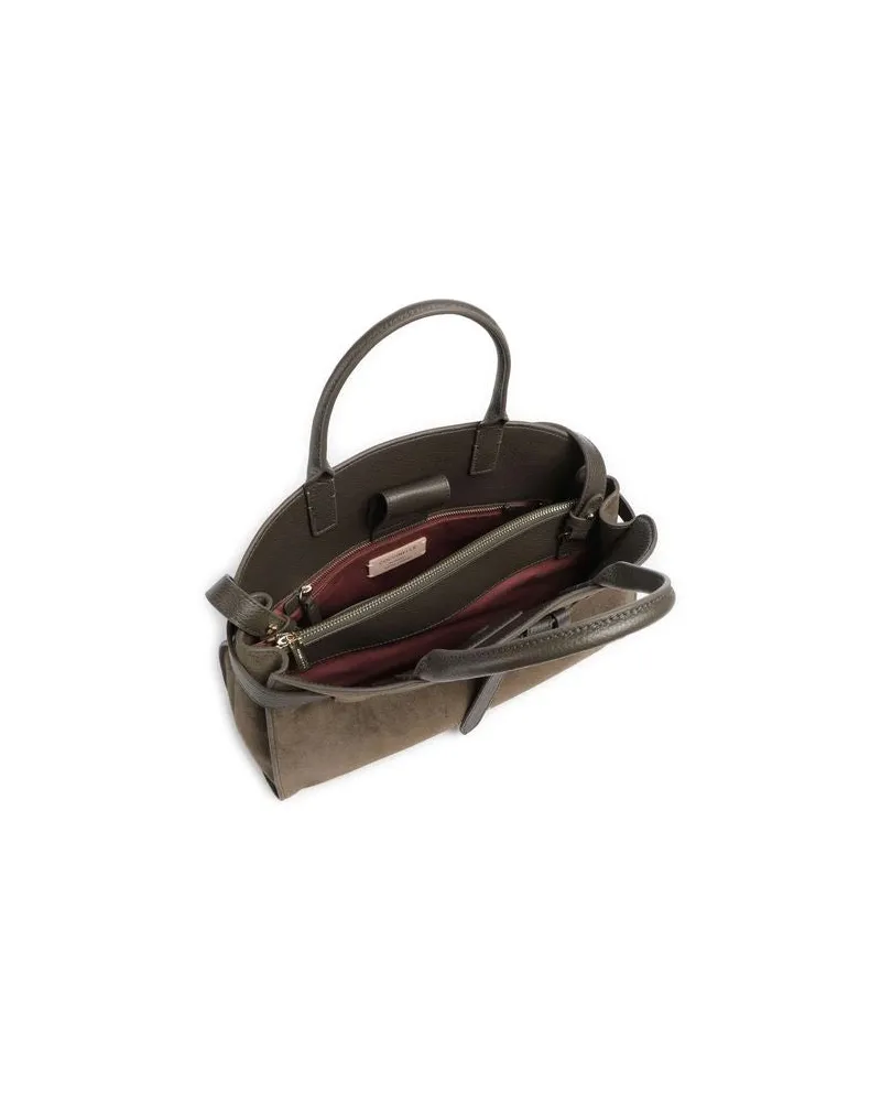 Coccinelle Women's Handbag Mud-Mud Suede Leather-Grained Leather Bags - Handbags Mud/mud Leather/grained Brown
