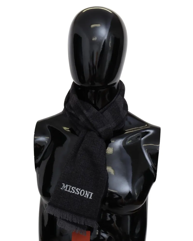 Missoni Striped Wool Scarf — Black Black