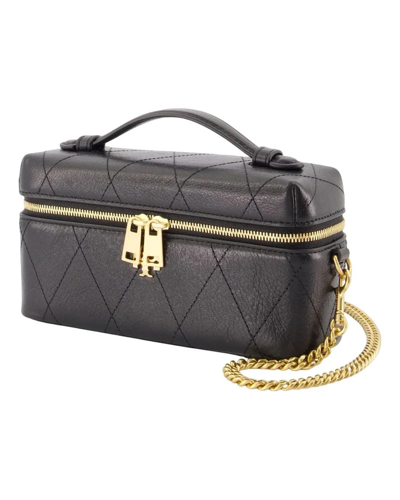Tory Burch Women's Charlie East West Vanity Case -  Leather Black Calfskin Accessories Vanity-Case Black