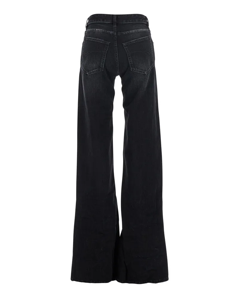 Balenciaga Women's Black Wide Leg Jeans With Faded Effect Cotton Black