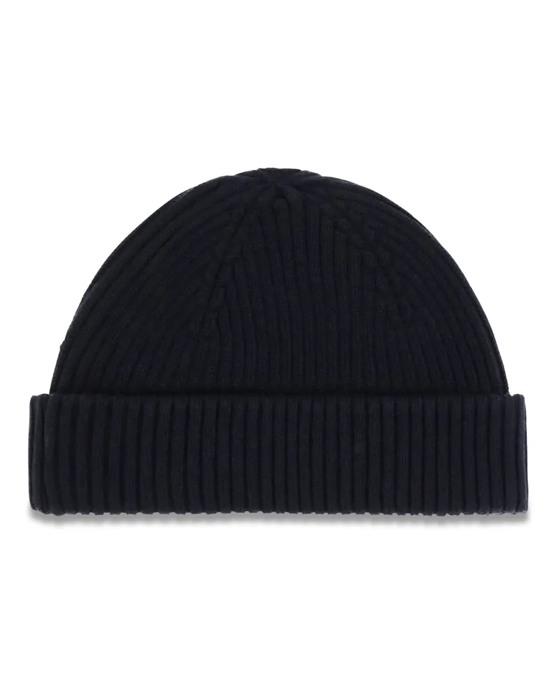 Parajumpers Men's Beanie Ribbed Knit Navy Blue Merino Wool Hat Navy