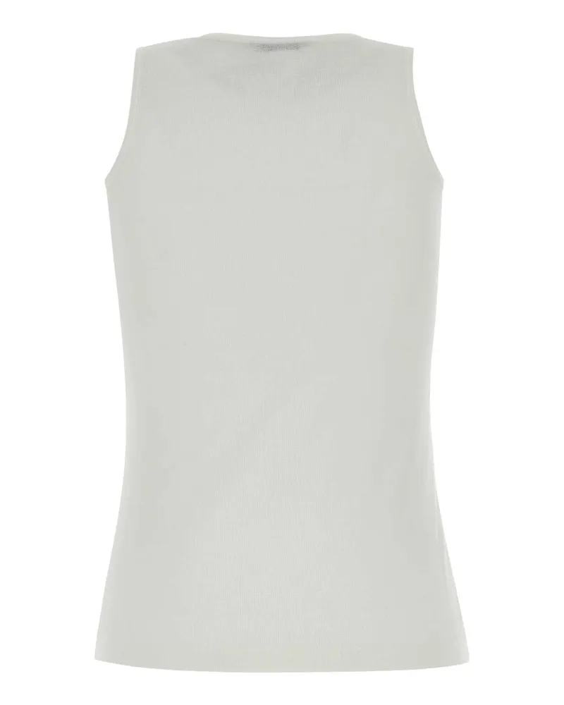 Balenciaga Women's White Cotton Blend Tank Top Exterior: Nylon Maglie Sweater White
