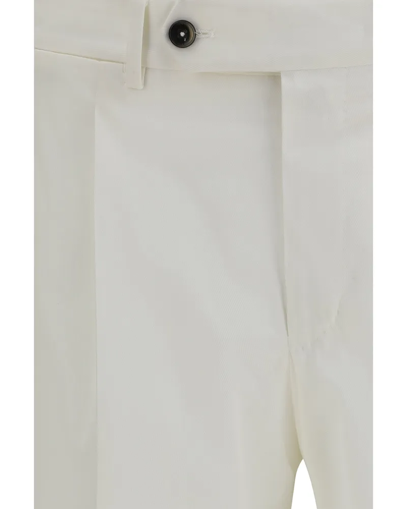 PT TORINO Men's Trousers Union Silkochino Wool White Cotton White