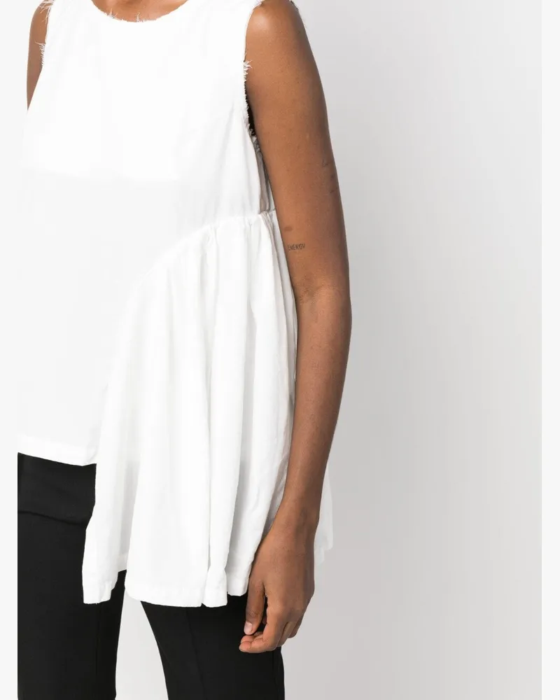 Comme des Garçons Draped Frayed Tank Top — White White