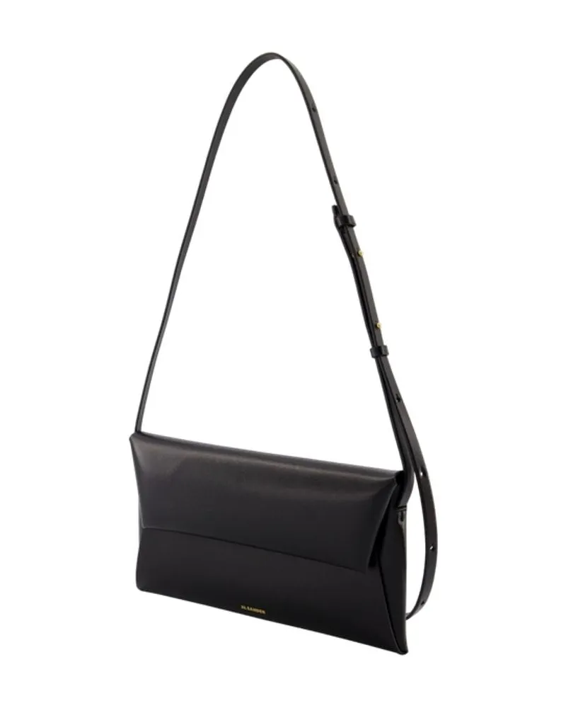 Jil Sander Women's Folded Small Crossbody -  Leather Black Calfskin Bags Shoulder-Hobo-Bags Black