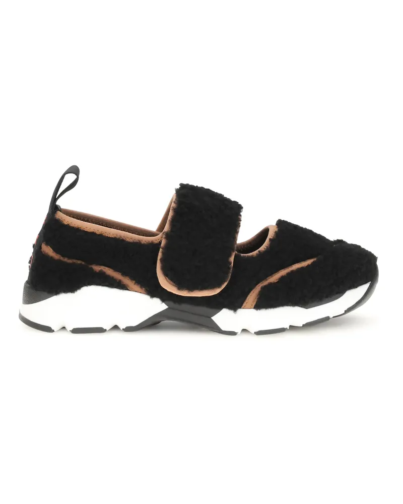 Marni Women's Sneakers Mary Jane Shearling Black Upper Polyamide Trainers Black